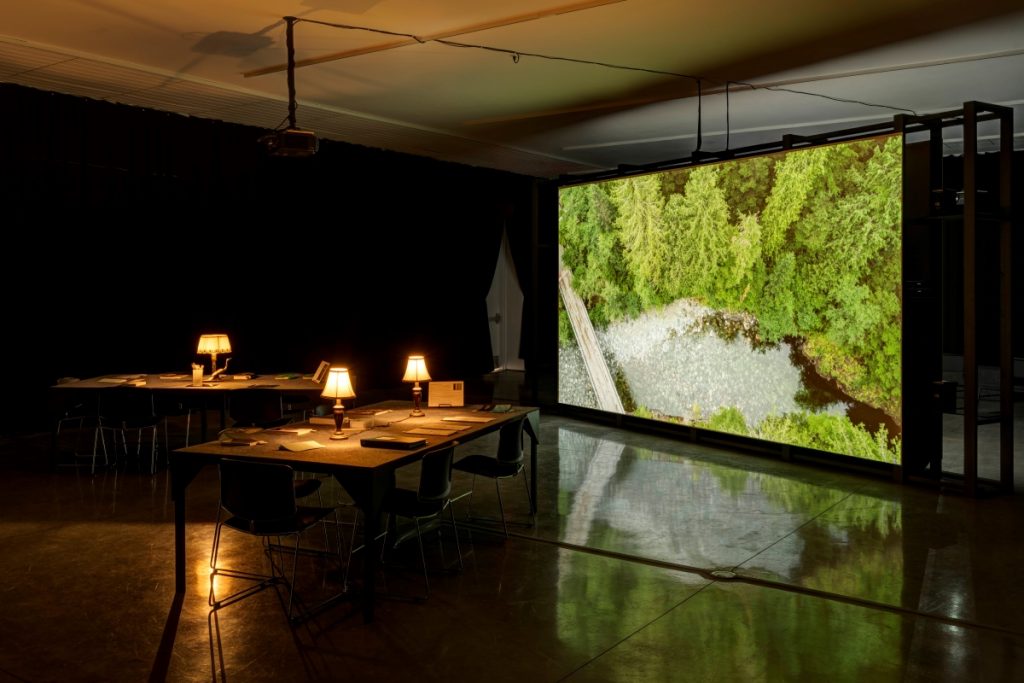View of video projection and Reading Room tables.